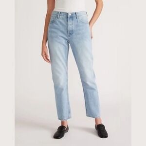 Everlane 90s Cheeky Jean Button Fly Medium Wash Straight Leg Organic Cotton 29‎